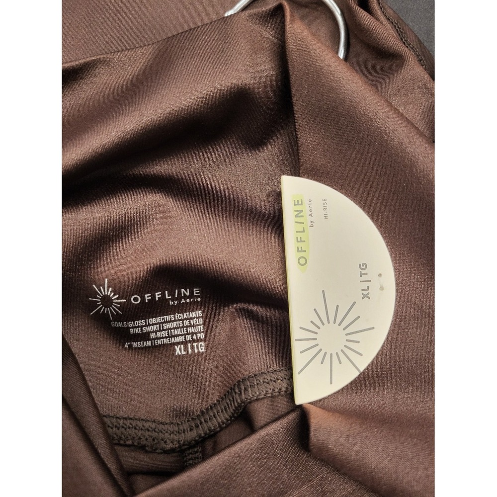 Offline By Aerie Goals Gloss Biker Shorts, Brown, XL-NWT - Picture 3 of 3